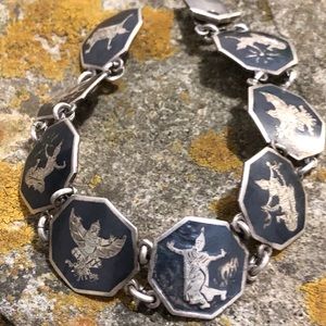 VTG Siam Disc Booklink Sterling Bracelet